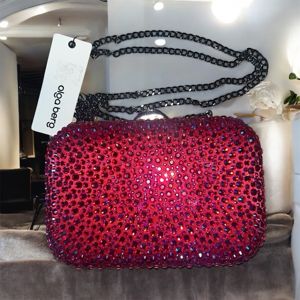 Olga Berg Casy Hot Fix Crystal Clutch/Crossbody, Nwt